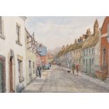 Sydney Maiden (Exh.1928-1936) British. "Bishop's Waltham, 1963", A Street Scene, Watercolour,