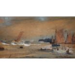 Manner of Thomas Bush Hardy (1842-1897) British. A Beach Scene, with Sailing Vessels, Watercolour,