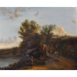 18th Century Italian School. A Figure Playing a Guitar on a Country Path, with Figures with