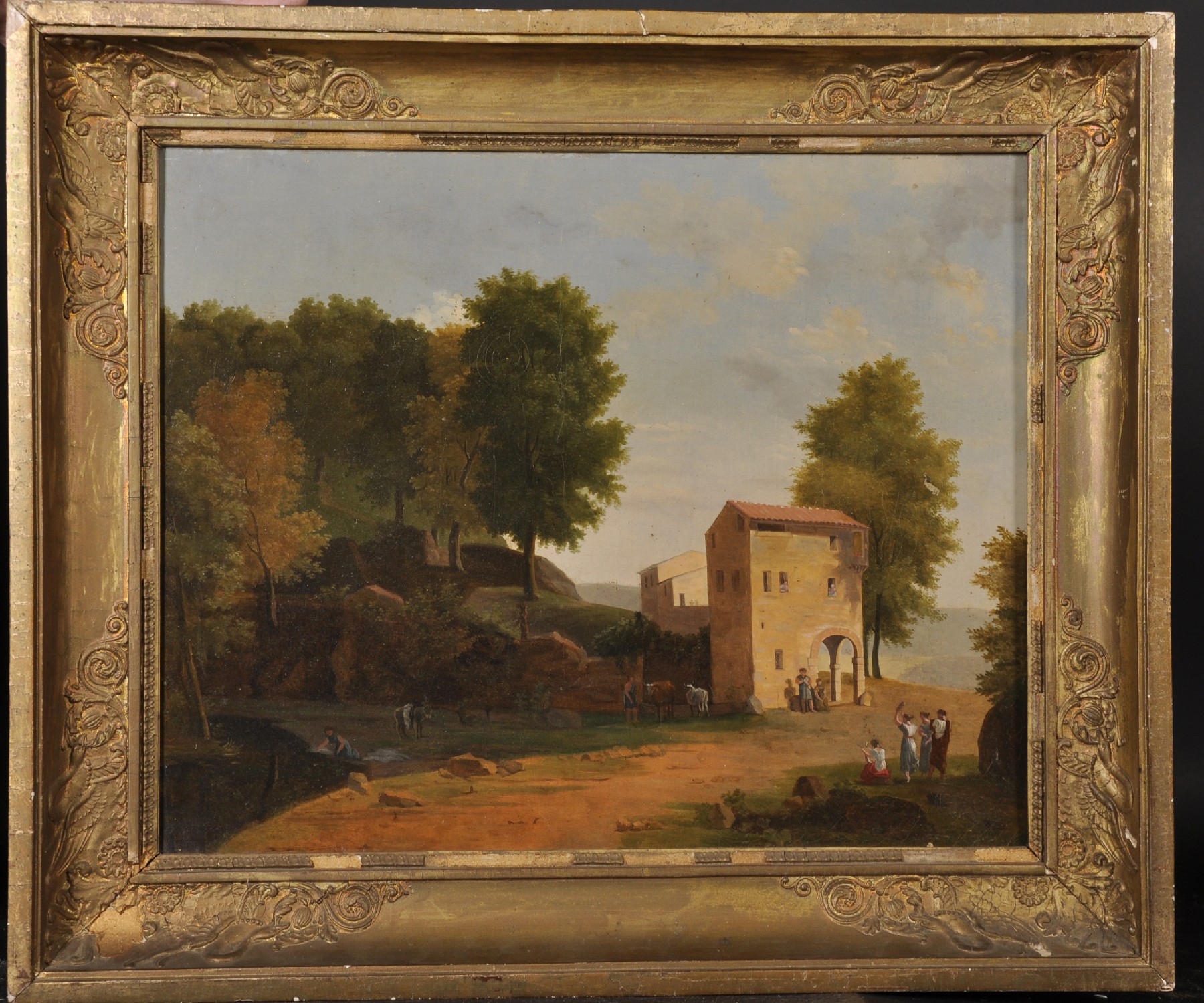 Early 19th Century French School. Figures Playing Musical Instruments in a Landscape, beside a - Image 2 of 4