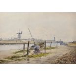 K... Barnard (19th - 20th Century) British. An Estuary Scene, with Moored Boats, Watercolour, Signed