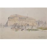 Walter Taylor (1860-1943) British. The Millbank Building, Watercolour, Signed, Inscribed and