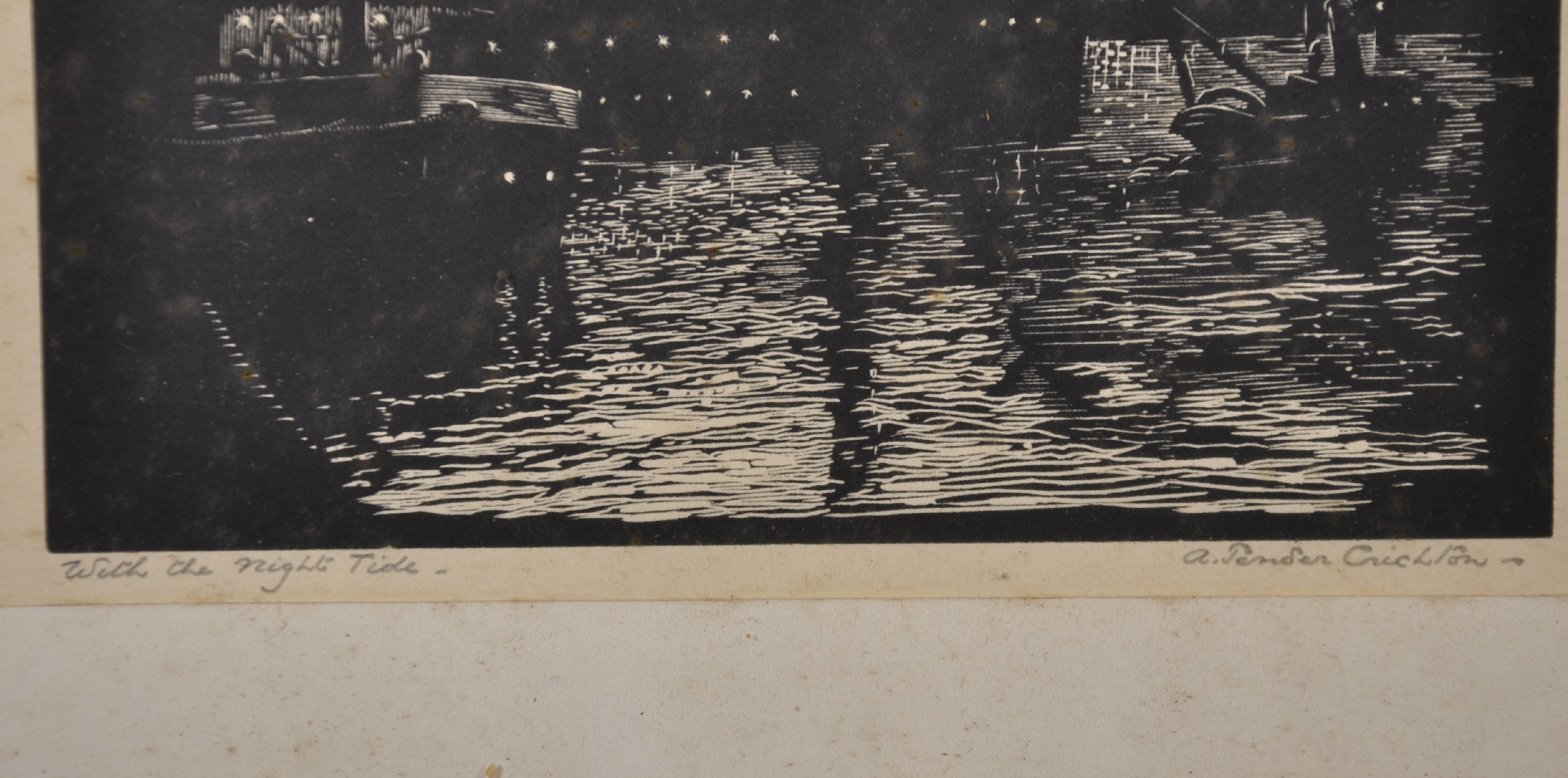 A... Tender Crichton (20th Century) British. "With The Night Tide", Woodcut, Signed and Inscribed, - Image 4 of 6