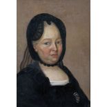 18th Century Dutch School. Bust Portrait of a Lady in Mourning, Oil on Metal, 7.5" x 5.5".