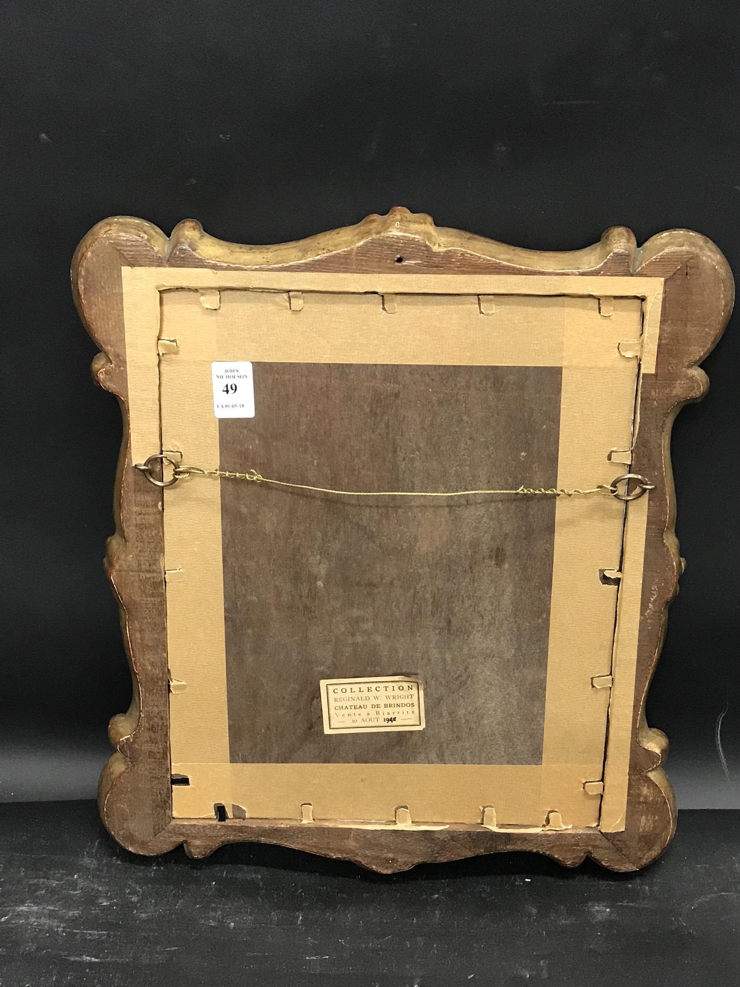 19th Century English School. A Carved Giltwood Frame, with Inset Glass, 12.5" x 10" (rebate). - Image 3 of 3