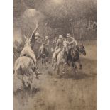 Gilbert Joseph Holiday (1879-1937) British. A Polo Match, Charcoal, Signed in Pencil, and Inscribed,