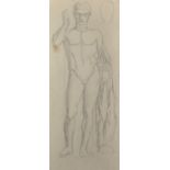 George William Russell (1867-1935) British. A Full Length Study of a Naked Man, Pencil, Inscribed on