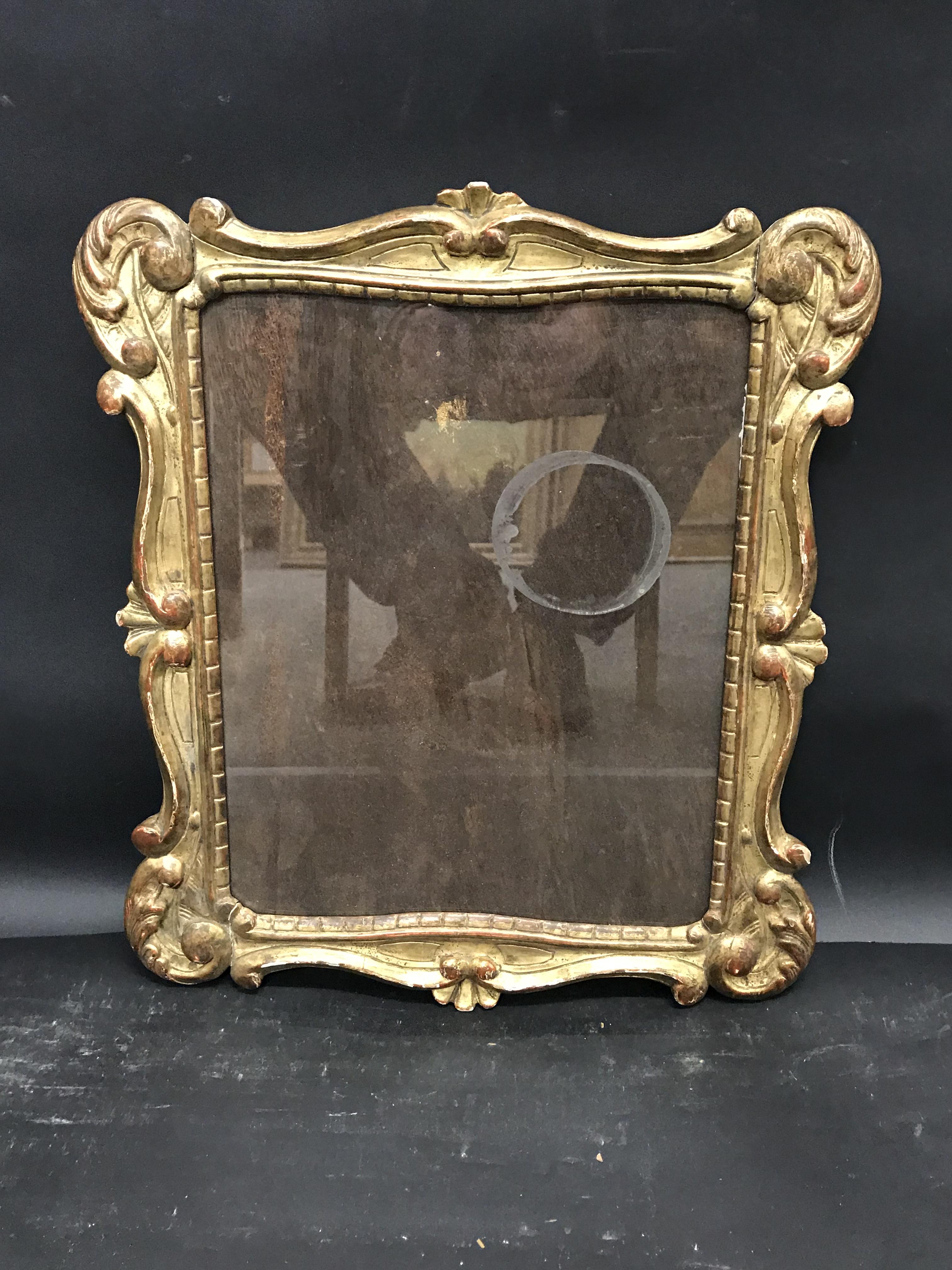 19th Century English School. A Carved Giltwood Frame, with Inset Glass, 12.5" x 10" (rebate). - Image 2 of 3