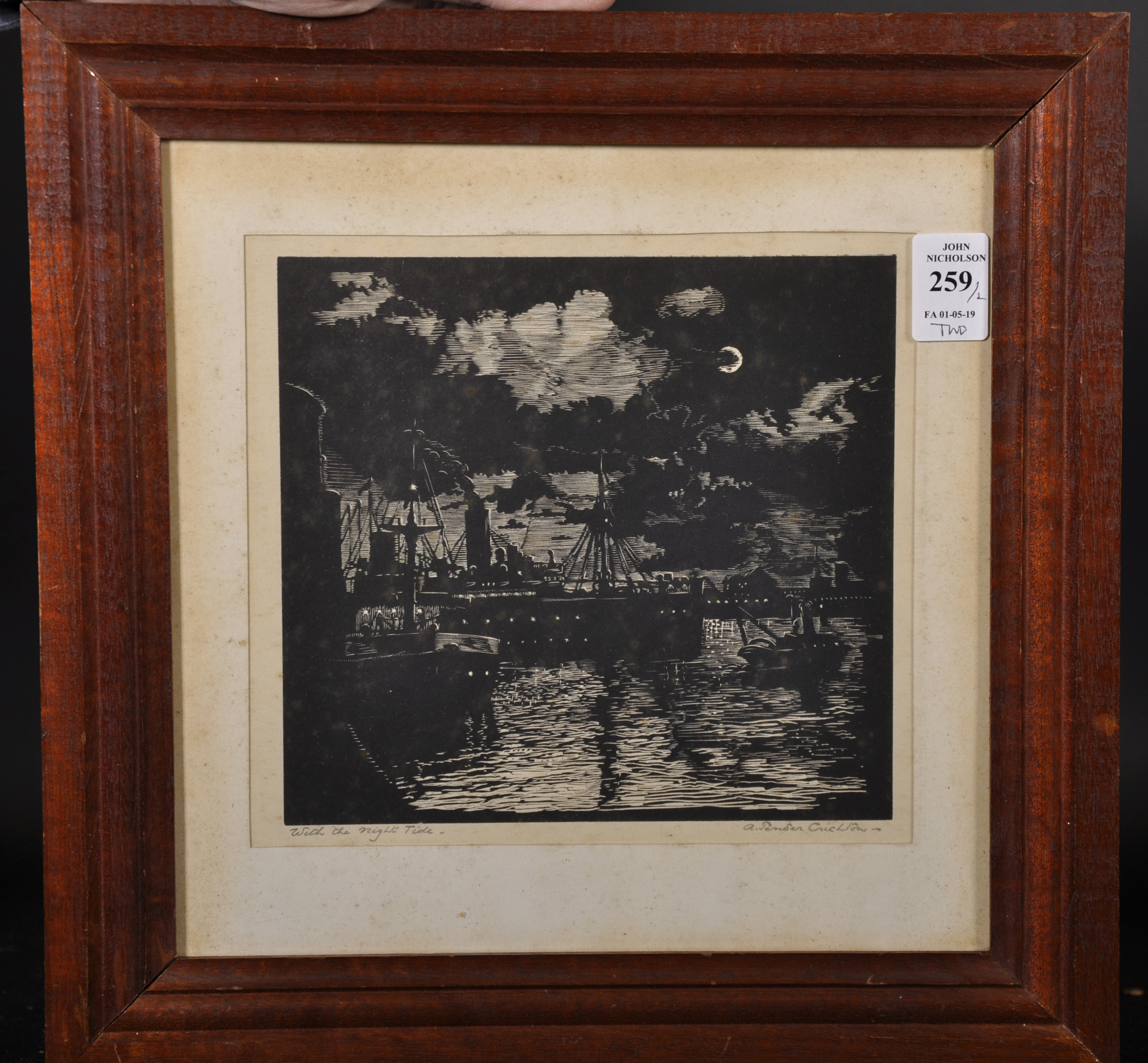 A... Tender Crichton (20th Century) British. "With The Night Tide", Woodcut, Signed and Inscribed, - Image 2 of 6