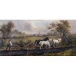 William Richards (19th Century) British. A Ploughing Scene, Oil on Canvas, Indistinctly Signed, 8" x