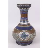 A GOOD JAPANESE MEIJI PERIOD CLOISONNE VASE, the body decorated with various geometric border