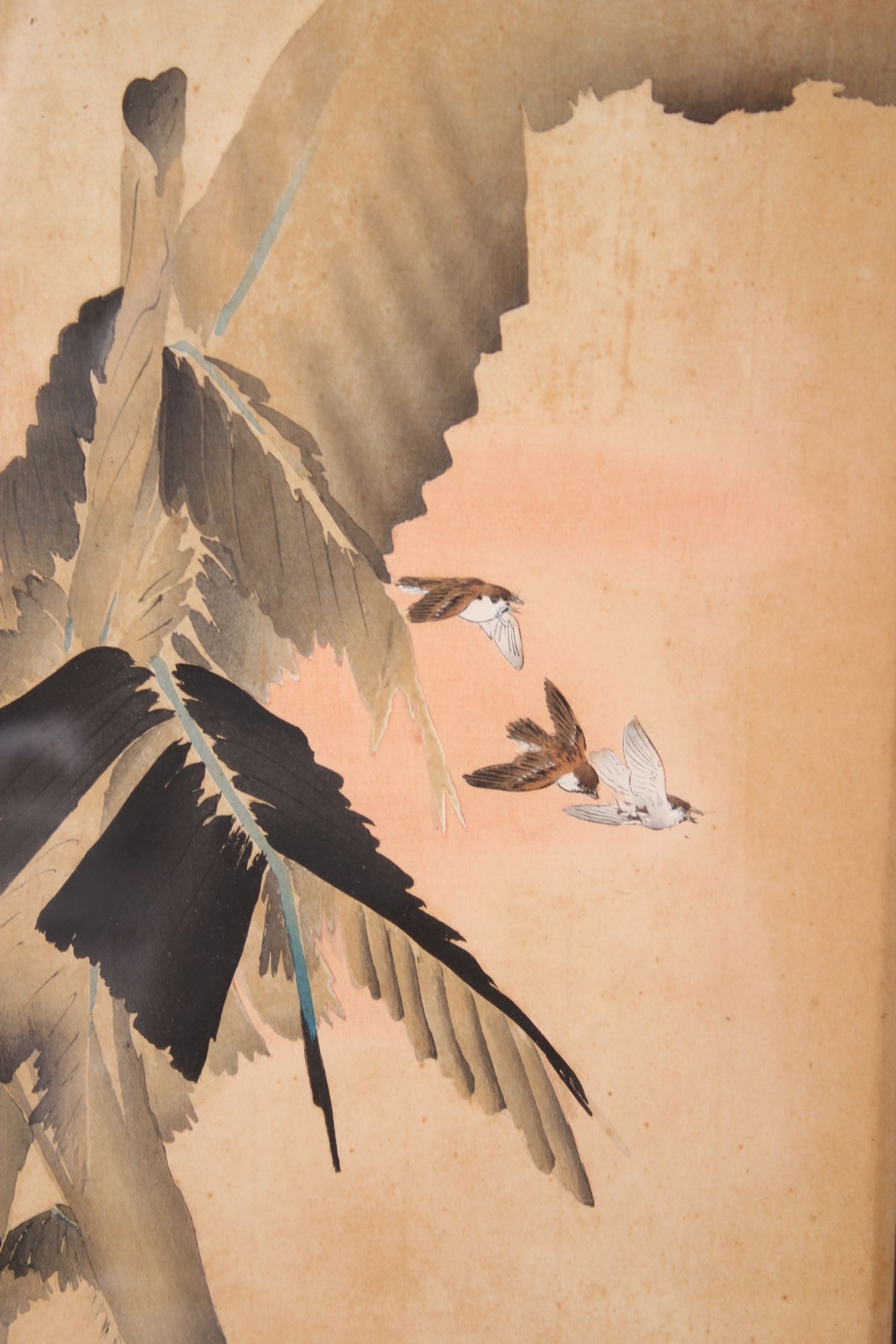 A SET OF THREE 19TH / 20TH CENTURY JAPANESE FRAMED UKIYO-E / WOODCUT PRINTS, one depicting birds sat - Image 2 of 7