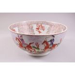 AN LATE 19TH / EARLY 20TH CENTURY CHINESE / EUROPEAN PORCELAIN BOWL, decorated with scenes of