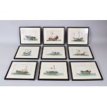 A SET OF NINE 19TH CENTURY CHINESE PAINTINGS ON RICE PAPER, each framed painting depicting a