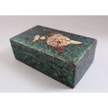 A GOOD JAPANESE LACQUER & SHIBAYAMA LIDDED BOX, the main body decorated with a green tint inlaid