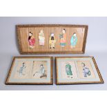 TWO DOUBLE PANEL FRAMED 19TH CENTURY CHINESE PAINTINGS ON SILK, together with a Chinese