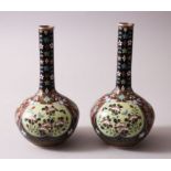 A GOOD PAIR OF JAPANESE MEIJI PERIOD SILVER MOUNTED CLOISONNE VASES, finely decorated with scenes of