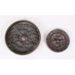 A JAPANESE EDO PERIOD BRONZE MIRROR & A SMALLER CHINESE PAKTONG STYLE MIRROR, the Japanese mirror