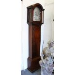 A GOOD GEORGE III MAHOGANY LONGCASE CLOCK, with eight day movement, striking on a bell, silvered