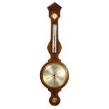 A 19TH CENTURY ROSEWOOD AND FLORAL PAINTED WHEEL BAROMETER by RANKEN, EDINBURGH. 109cms high.