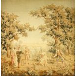 A GOOD LARGE LATE 19TH CENTURY TAPESTRY PICTURE, depicting a courting couple and other figures in