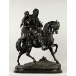 ALFRED BARYE AND EMILE-CORIOLAN-HIPPOLYTE GUILLEMIN. A SUPERB LARGE BRONZE AND RARE ARAB BRONZE