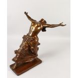 GEORGES LORIN (1849-1927). "L'INCANTATION" A SUPERB BRONZE OF A SEMI-CLAD YOUNG LADY. Signed and