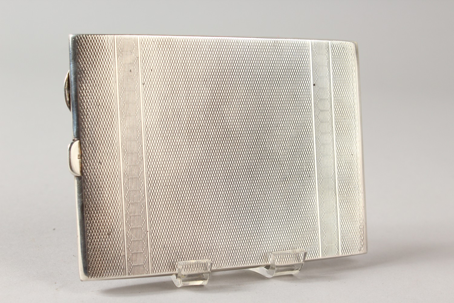 AN ENGINE TURNED SILVER CIGARETTE CASE, Birmingham 1928, the lid with a nude. - Image 4 of 9