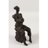 CHARLOTTE VAN PALLANDT (1898-1997) DUTCH. AN ABSTRACT BRONZE OF A SEATED MAN. Monogrammed CP. 21.