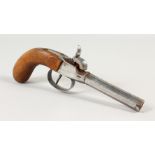 AN 18TH CENTURY PERCUSSION CAP PISTOL. 20cms long.