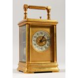 A 19TH CENTURY FRENCH REPEATER CARRIAGE CLOCK. 14cms high.