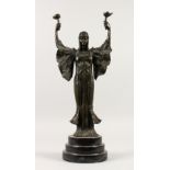 AFTER CHIPARUS. A BRONZE DANCER on a circular marble base. 20ins high.