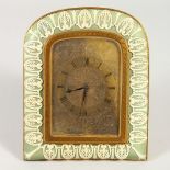A RARE STRUTT CLOCK with green and white porcelain Jasper with anthemions with engraved brass