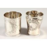 TWO CONTINENTAL SILVER BEAKERS.