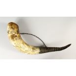 A VERY GOOD RARE 92nd HIGHLANDERS HORN, inscribed SERGT. ALEX PYLE, 92 HIGHLANDERS, ST. LUCIA