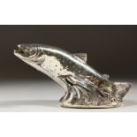 A SILVER LEAPING SALMON. 24cms long.