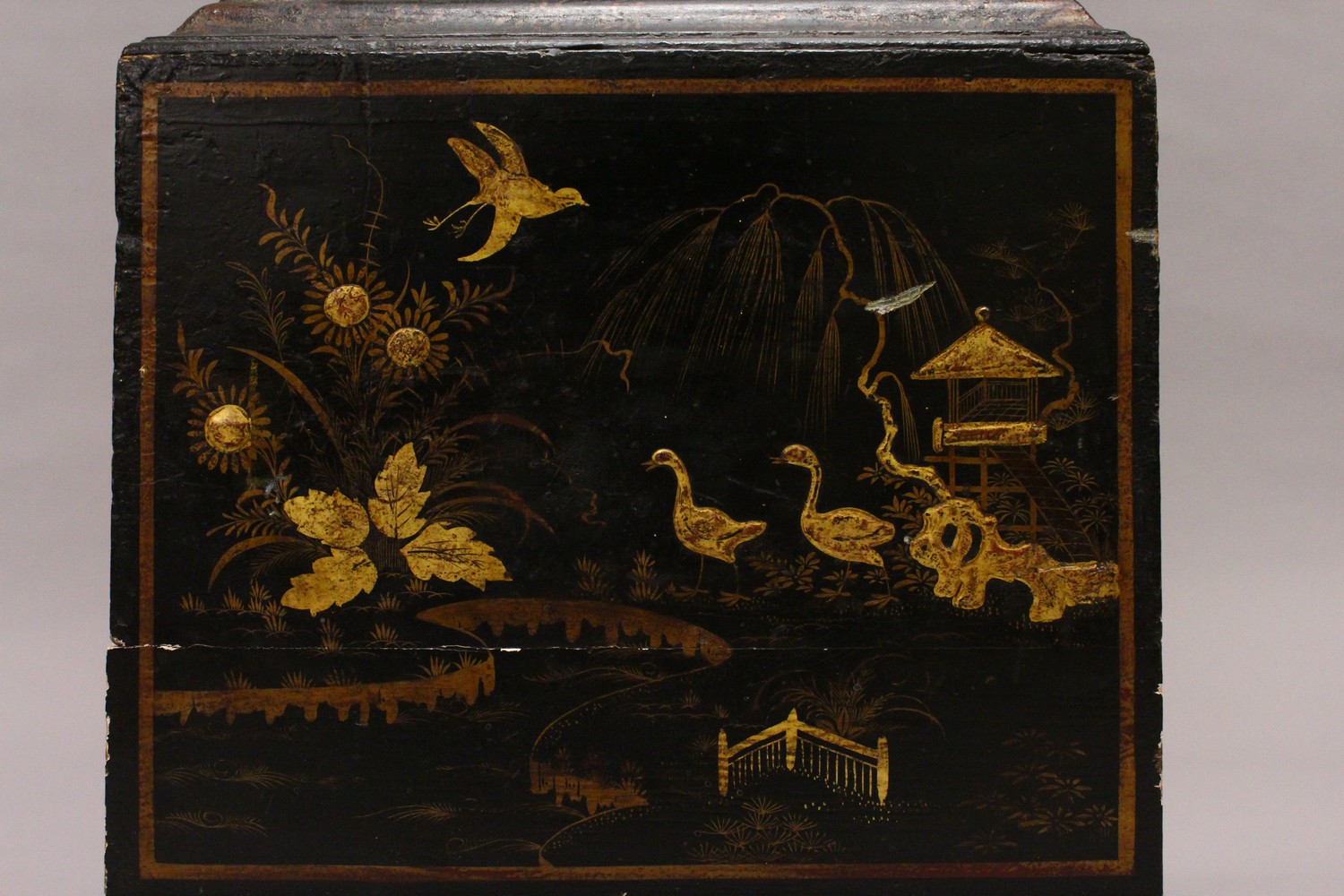 A GEORGE III CHINOISERIE DECORATED BLACK LACQUER LONGCASE CLOCK, by William Kipling, London, with - Image 9 of 26