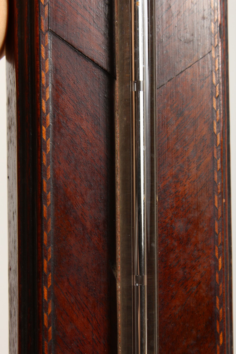 A GEORGE III MAHOGANY STICK BAROMETER by B. GATTY, READING, with brass face. 37ins long. - Image 6 of 10