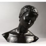 AFTER WILHELM LEHMBRUCK (1881-1919) GERMAN. A LARGE BRONZE BUST. Signed LEHMBRUCK 5/6 with foundry