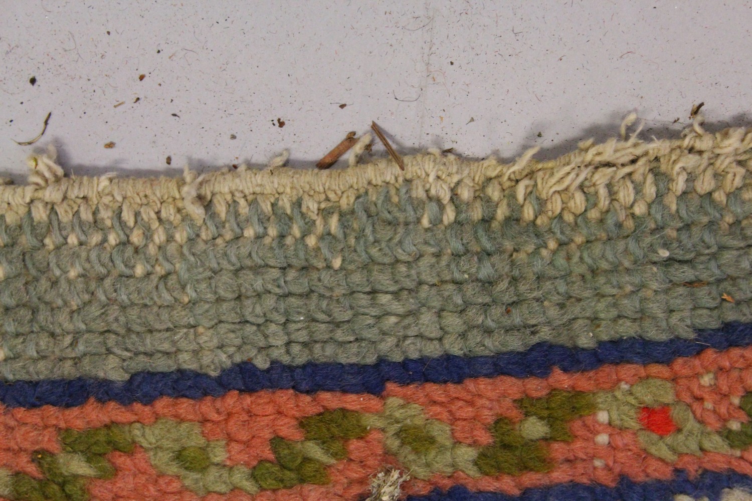 A LARGE HERIZ CARPET, pale blue ground, salmon pink central motif in a confirming border (worn). 4. - Image 5 of 10