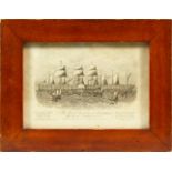 A SMALL FRAMED ENGRAVING "The Great Eastern or Leviathan". Designed by I. K. Brunel. 12cms x 17cms.