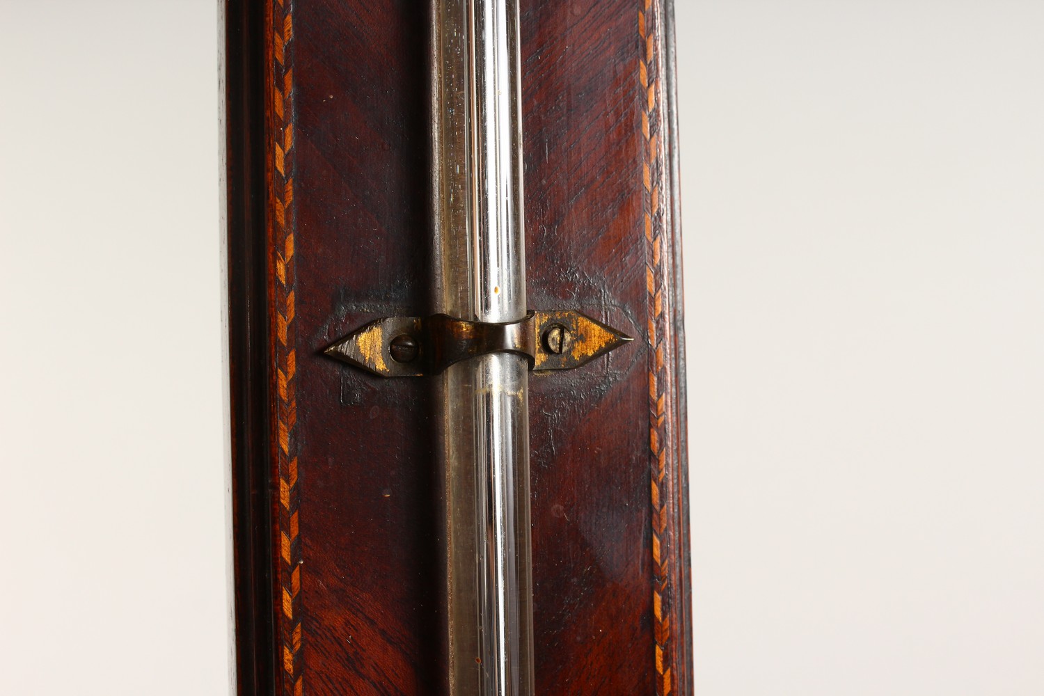 A GEORGE III MAHOGANY STICK BAROMETER by B. GATTY, READING, with brass face. 37ins long. - Image 4 of 10