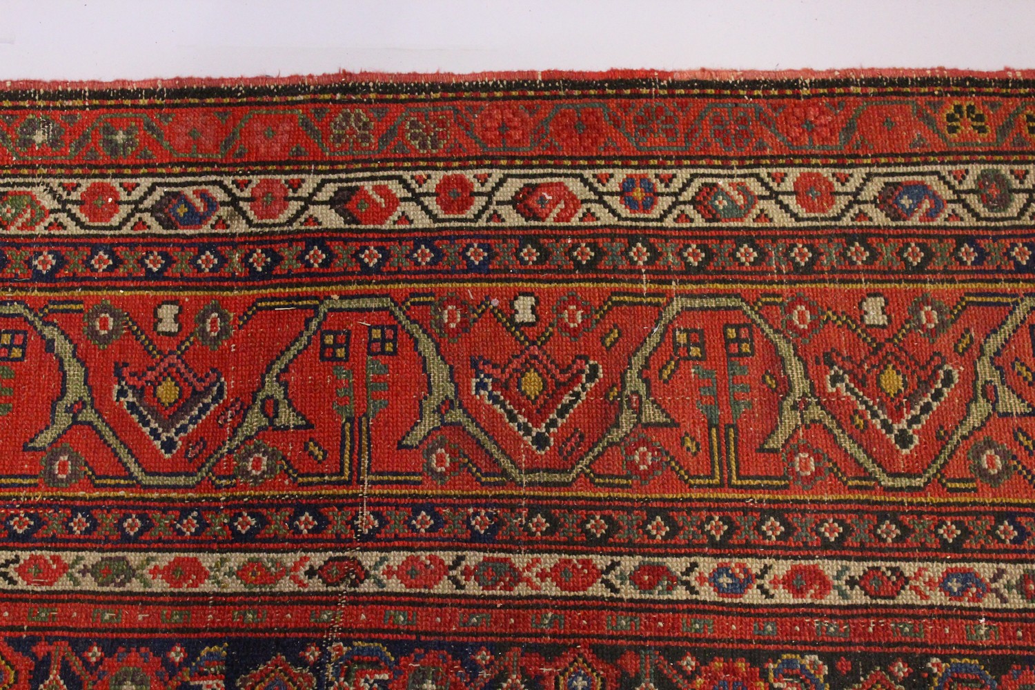 A PERSIAN LONG CARPET, blue ground with stylized geometric motifs, with a similar border. 500cms x - Image 3 of 11