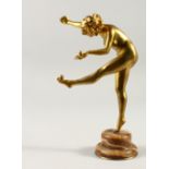 CLAIRE-JEANNE ROBERTE COLINET (1880-1950). A GOOD ART DECO BRONZE DANCER "THE TRICKSTRESS" balancing