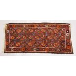 A BOKHARA STYLE RUG, crimson ground with three rows of nine gulls. 225cms x 105cms.