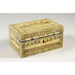 A SMALL VIZAGAPATAM BONE BOX. 15cms long x 9.5cms wide x 9cms high.