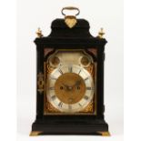 A GEORGE III EBONISED BRACKET CLOCK by JUSTIN VULLIAMY, LONDON, with brass carrying handles, brass
