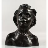 AFTER CAMILLE CLAUDEL (1864-1943) FRENCH. A BRONZE BUST OF A YOUNG GIRL. Signed Camille Claudel 1/6.