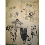 LEECH (John A.) Irish artist: sketch book and misc. notes, part letter from R. A. confirming the