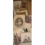 PRINTS, EPHEMERA, etc. 18th- 20th c., large q. of unframed mixed media material (2 boxes).